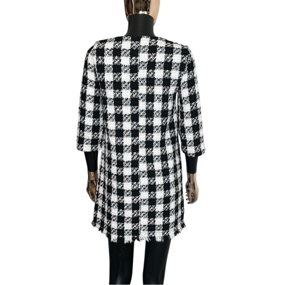 Zara TRF Black White Tweed Check Mini Dress NWT Size Small - Picture 4 of 12